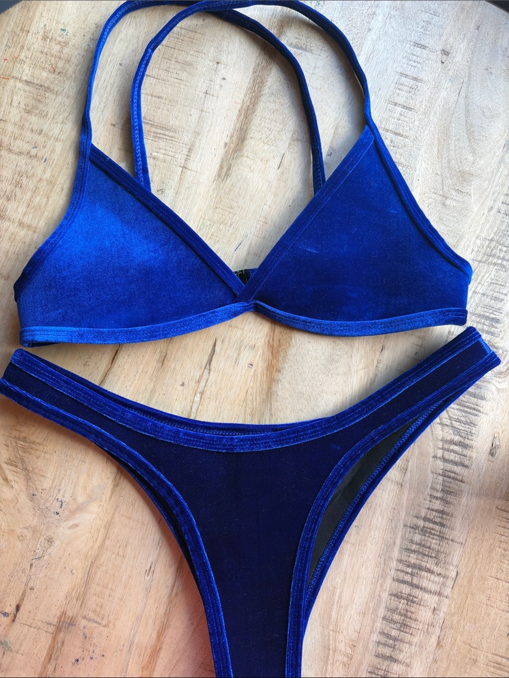 Hoaka Swimwear Velvet Bikini Set in Electric Blue